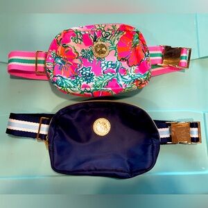 Set of 2 Lilly Pulitzer Jeanie Belt Bags - True Navy and Perfect Poppy